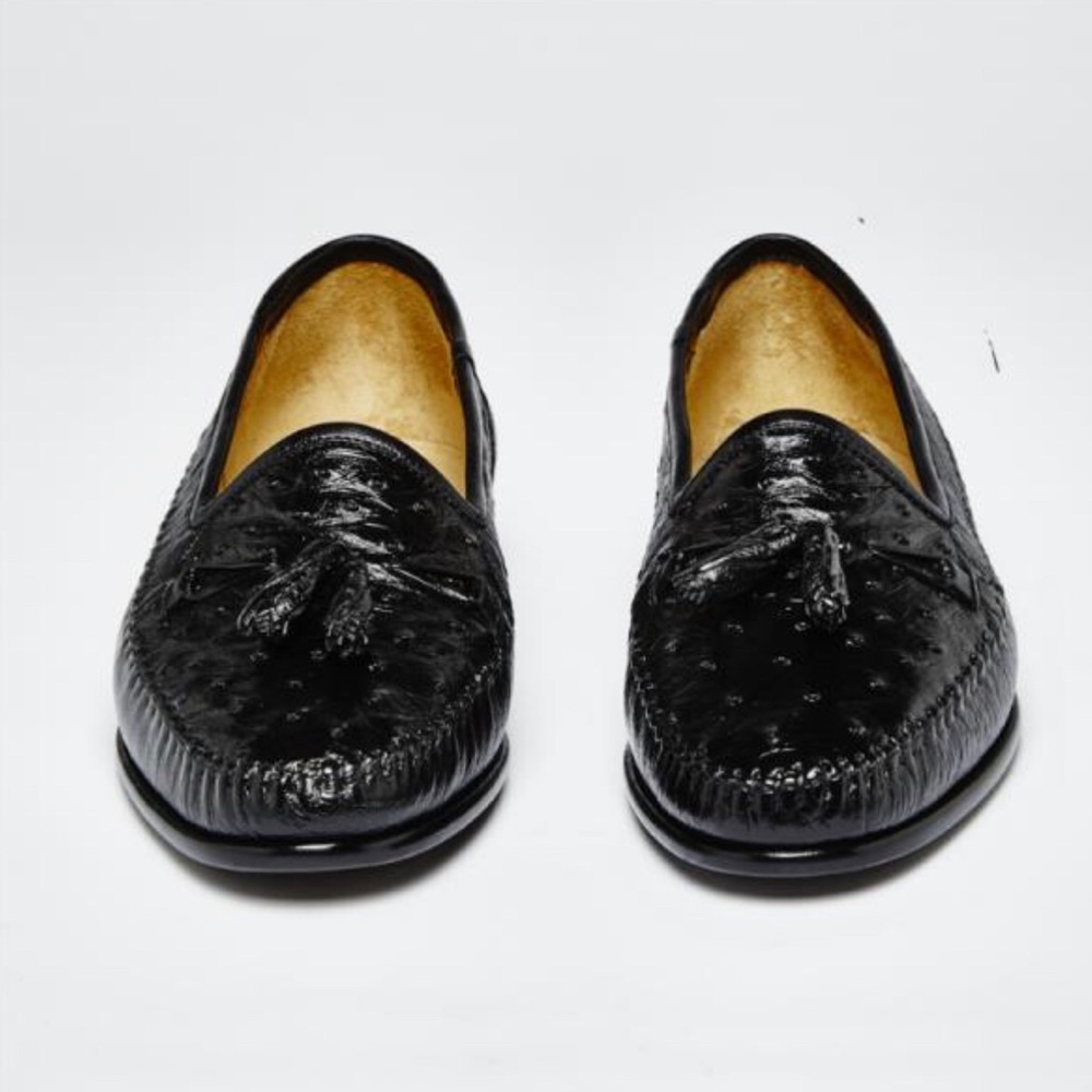 VINTAGE ZELLI MENS black Ostrich point loafers
